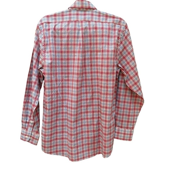 Coastal Cotton Plaid Long Sleeve Red White Blue Button Down Shirt‎ Mens Small - Picture 2 of 5